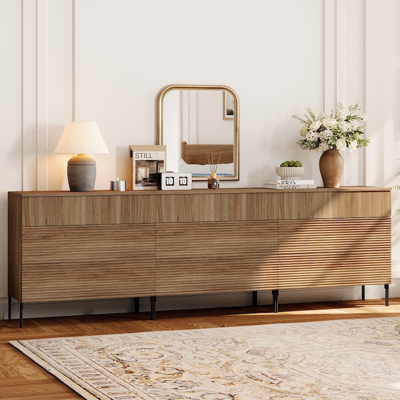 Modern Wood 3-Drawer Dresser With Reeded Design, Minimalist Dresser Organizer Storage