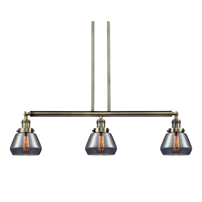 Innovations Lighting Fulton 3 Light 39" Wide Linear Chandelier - Antique Brass / Plated Smoked