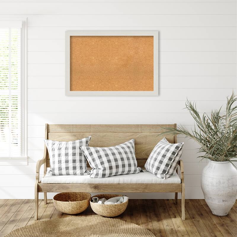 Rustic Plank Narrow Framed Natural Corkboard Bulletin Board
