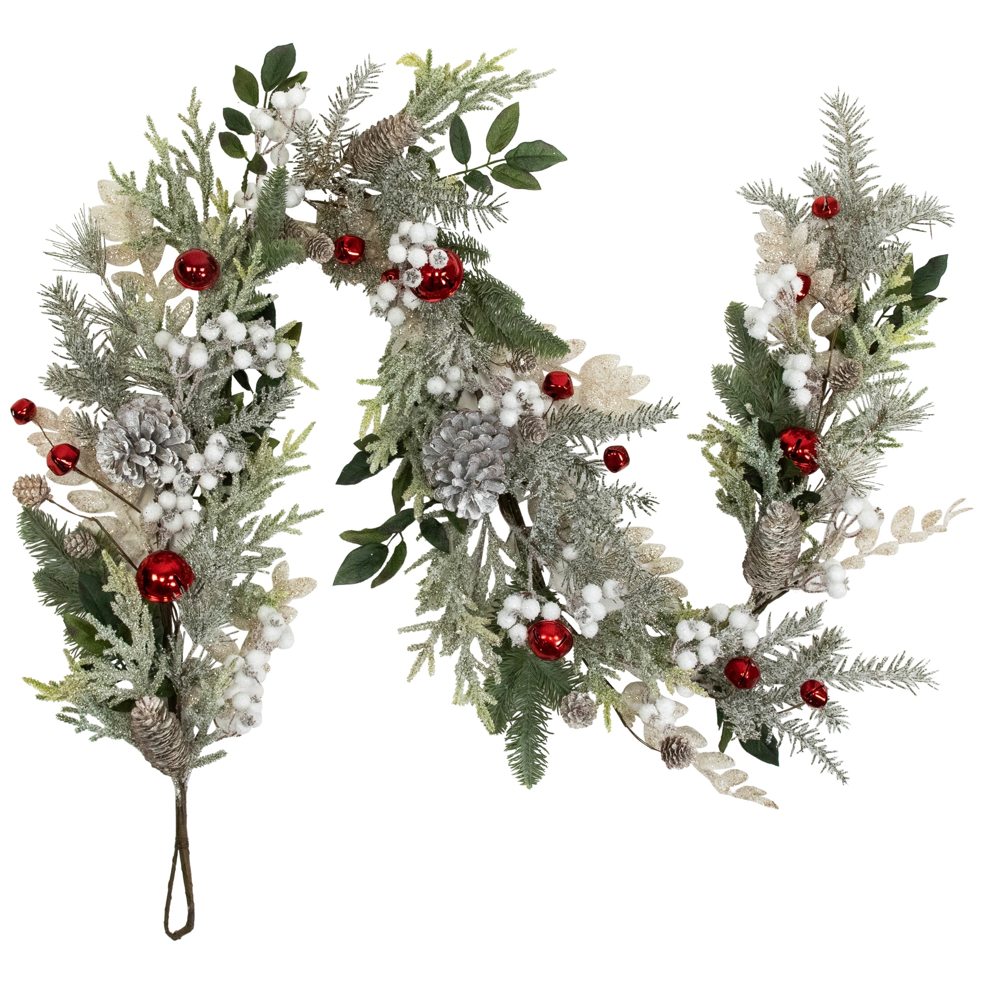 Frosted Pinecones Berries Artificial Christmas Garland 6' X 8" Unlit