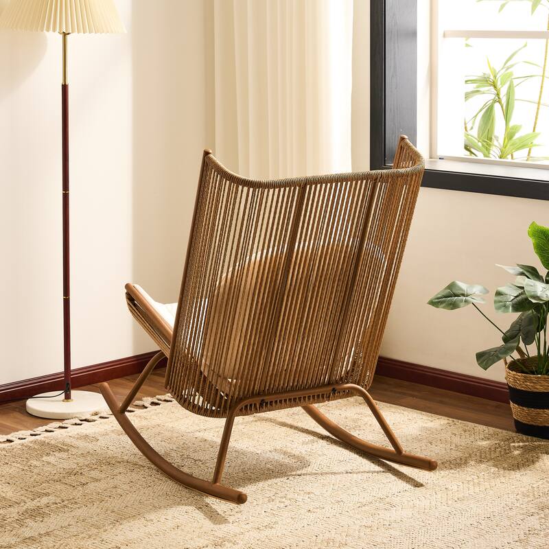 Christopher Knight Home - Modern Outdoor One Rocking Chair with PE Rattan and Side Table Set