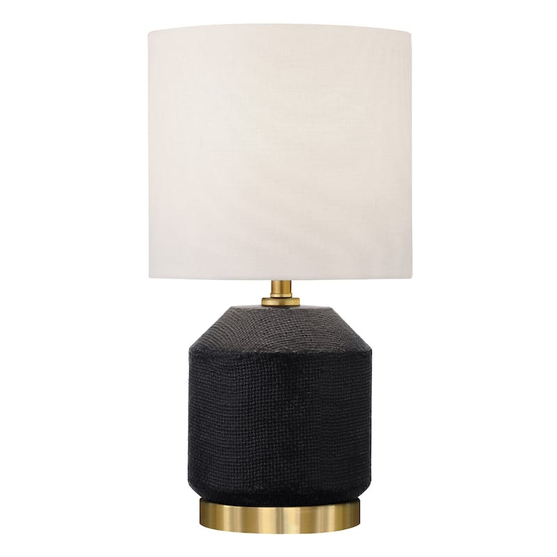 Ceramic Cylinder Table Lamp with Drum Shade for Living Room Decor - 5.5"W x 5.5"D x 15.13"H - Black