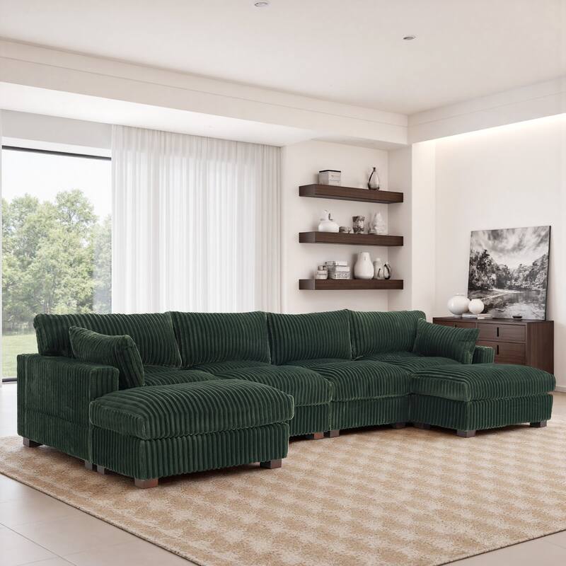 Oversized U-shaped Plush Modular Sectional Sofa Set