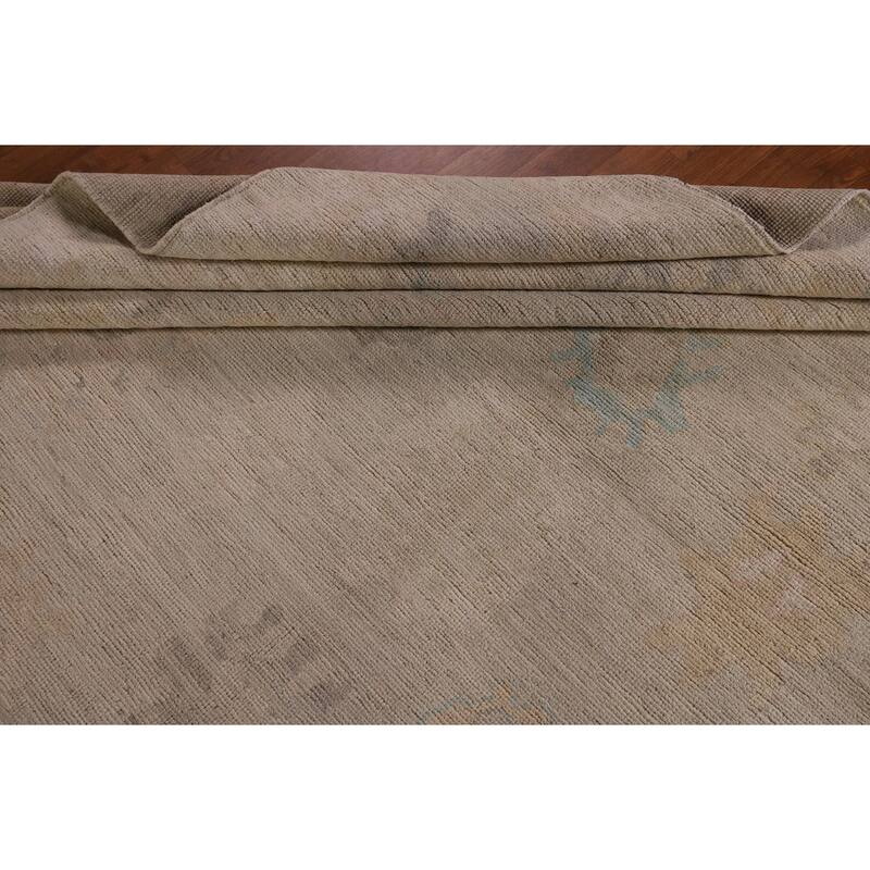 Vegetable Dye Oushak Area Rug Handmade Floral Wool Carpet - 9'2" x 12'2"