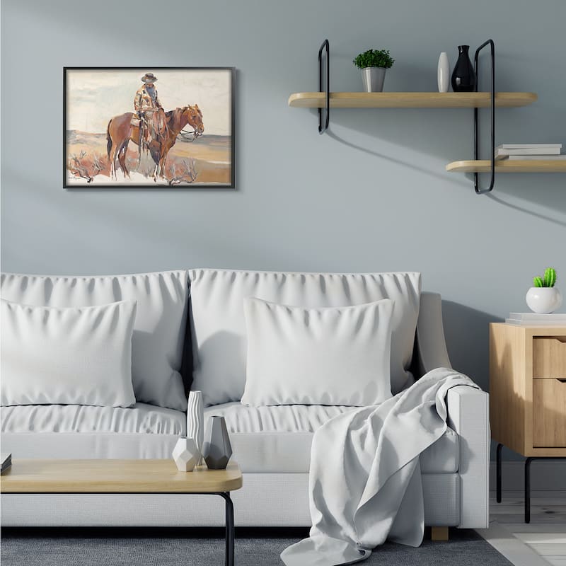 Stupell Cowboy Fields And Farm Western Painting Framed Wall Art