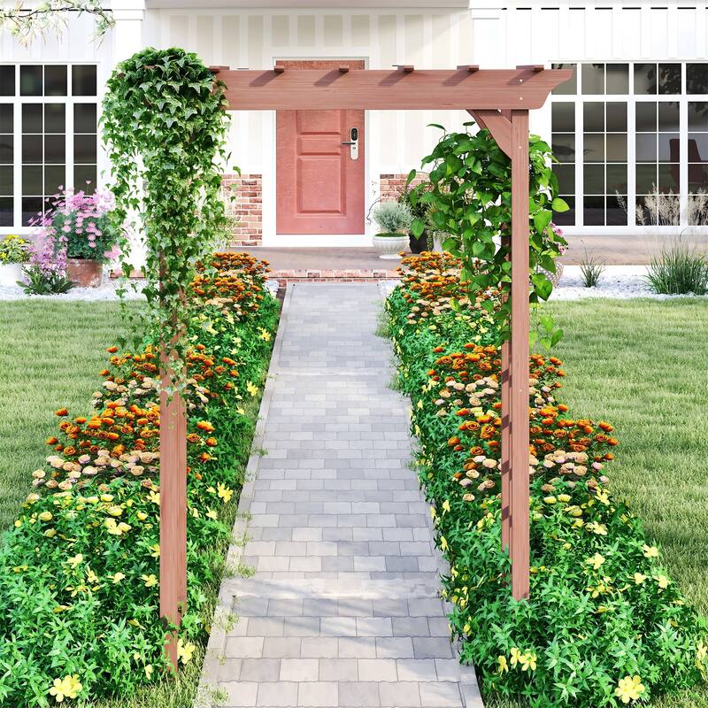 Wood Trellis for Plant Climbing, Wedding Arch, Christmas Decor Pergola - Brown