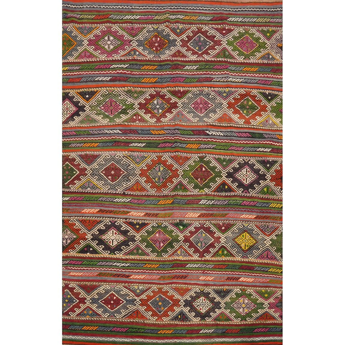 Hand Woven Oriental 100% Wool Carpet Southwestern Tribal Multi-Colored Kilim Area Rug - 7' 11'' X 5' 3''