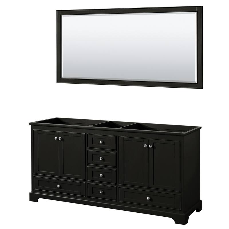Wyndham Collection Deborah 71" Free Standing Double Wood Vanity - Dark Espresso / Polished Chrome Hardware