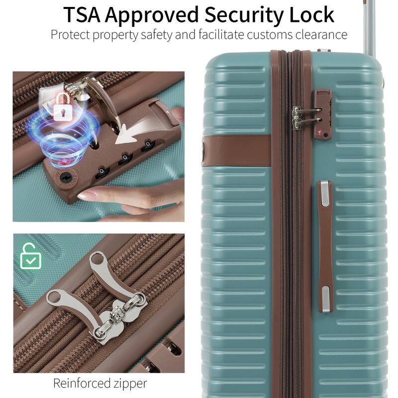 ABS Hard Shell Lightweight Expandable Travel Luggage with 4 Packing Cubes, TSA Lock, Spinner Wheels