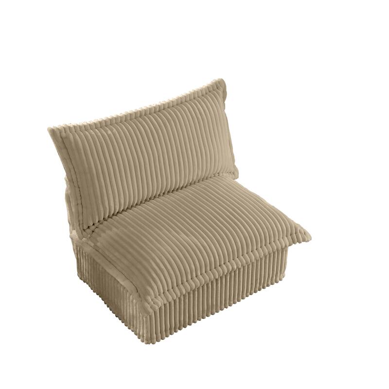 Armless Accent Chair Corduroy Upholstered Single Sofa Chair with Removable, Cover Living Room Reading Chair
