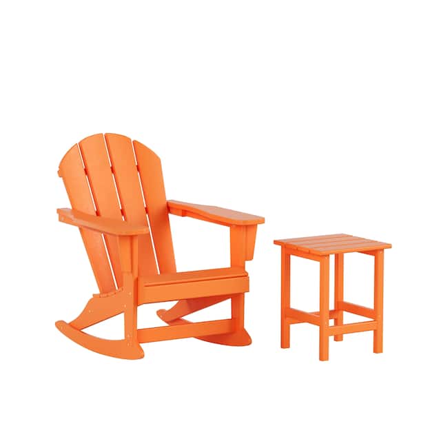 Laguna Poly Rocking Adirondack Chair with Side Table - Orange