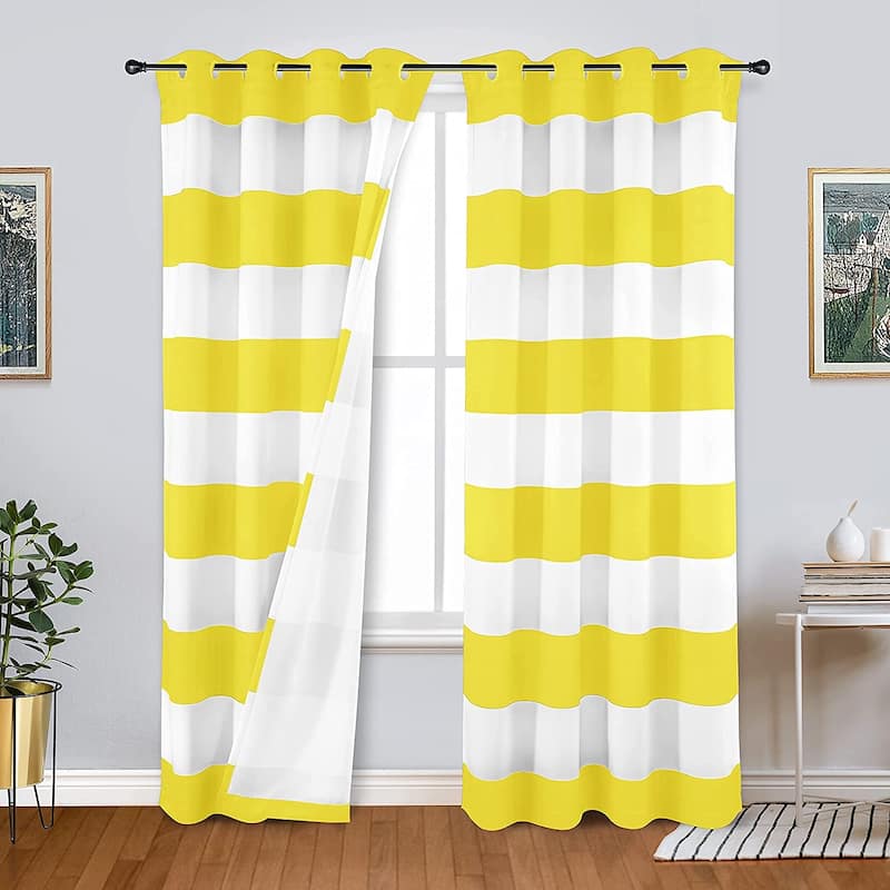 DriftAway Mia Stripe Room Darkening Curtain Panel Pair