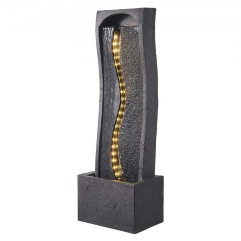 Modern Outdoor LED Lights Water Fountain with Vertical Rock-Base Design and Weather-Resistant - 13.39 x 8.66 x 38.58 in