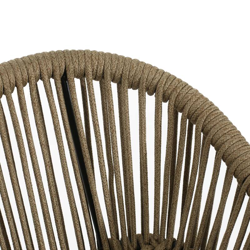 Neri Iron Outdoor Patio Rope Weave Barstools (Set of 2) by Christopher Knight Home