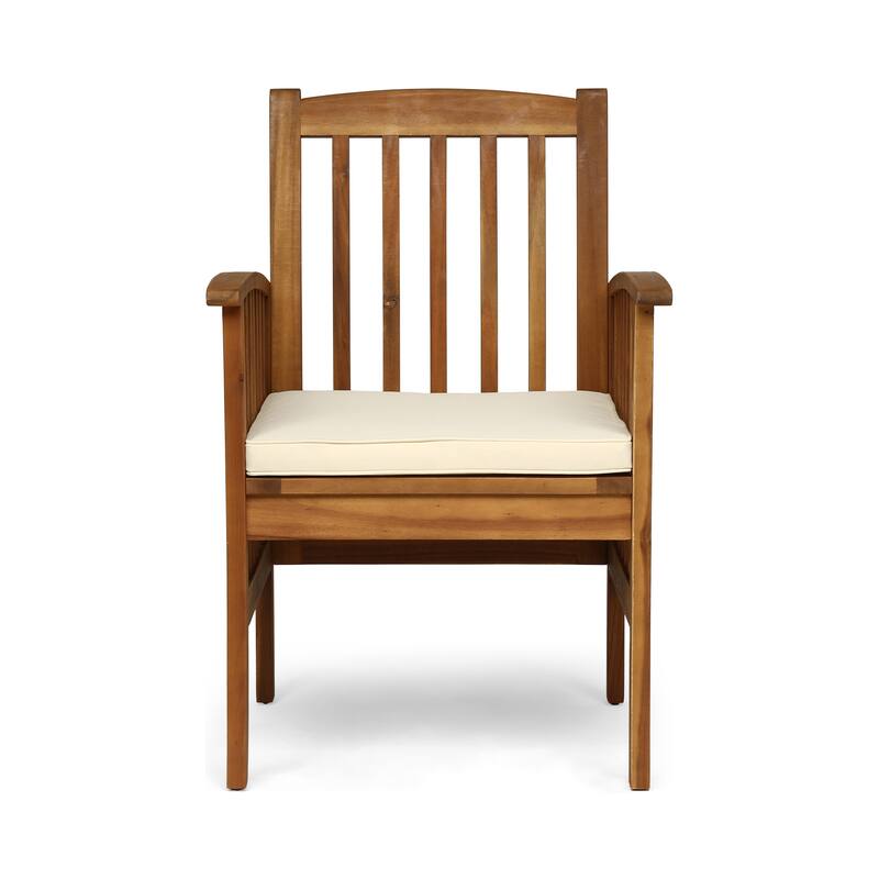 Casa Outdoor Acacia Wood Dining Chairs with Cushions (Set of 2) by Christopher Knight Home