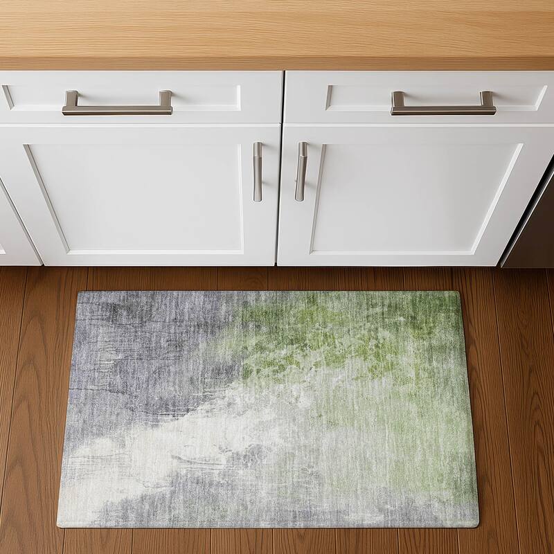 Premium Washable Super Soft Modern Contemporary Mayfield Rug - 1'8" x 2'6" - Aloe