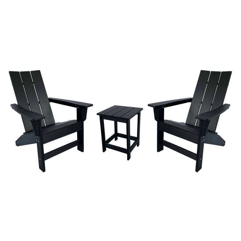 Hampton All Weather Poly Lumber Outdoor Modern Adirondack Chair and Table Set