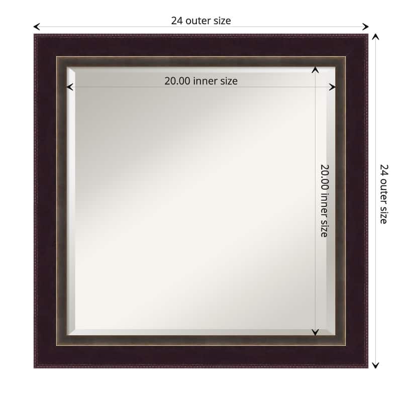 Beveled Wood Bathroom Wall Mirror - Signore Bronze Frame - Outer Size: 24 x 24 in