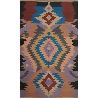 Hand Woven Oriental 100% Wool Carpet Southwestern Tribal Multi-Colored Kilim Area Rug - 13' 3'' X 8' 4''