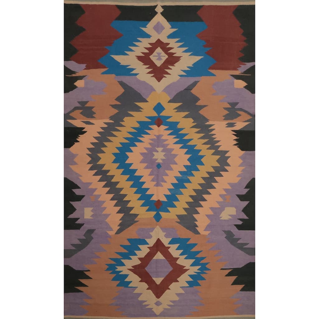Hand Woven Oriental 100% Wool Carpet Southwestern Tribal Multi-Colored Kilim Area Rug - 13' 3'' X 8' 4''