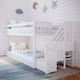 Max and Lily Twin over Twin Low Bunk Bed with Staircase - White