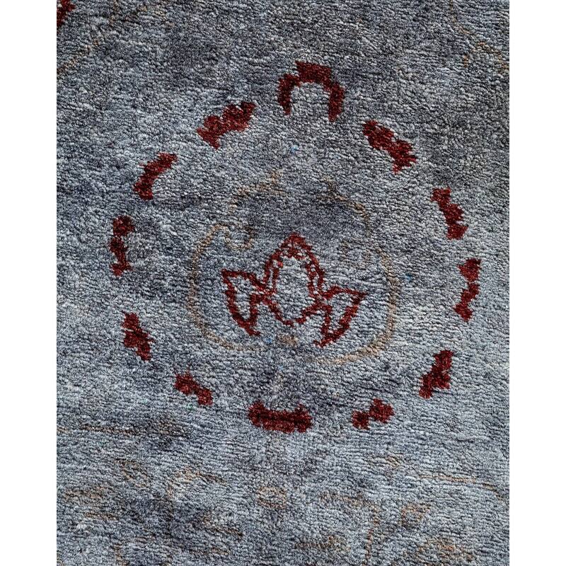 Overton Hand Knotted Wool Vintage Inspired Modern Contemporary Overdyed Gray Area Rug - 5' 2" x 7' 6"