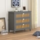 preview thumbnail 13 of 13, Natural rattan Storage Cabinet Wooden Chest with 3 Drawer