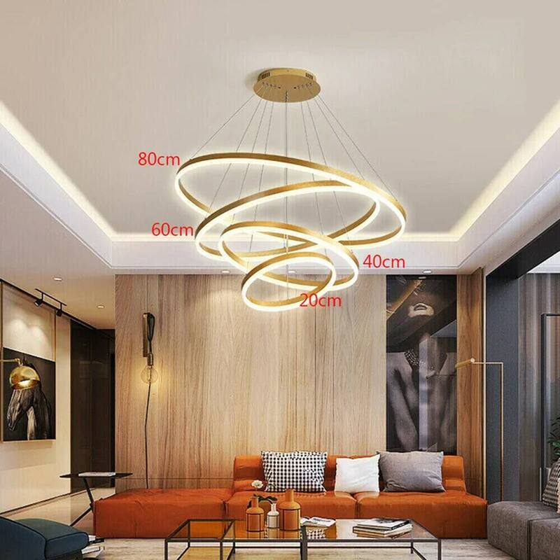 Modern Chandelier Circular Golden LED Stepless Dimming Pendant - 31.52in