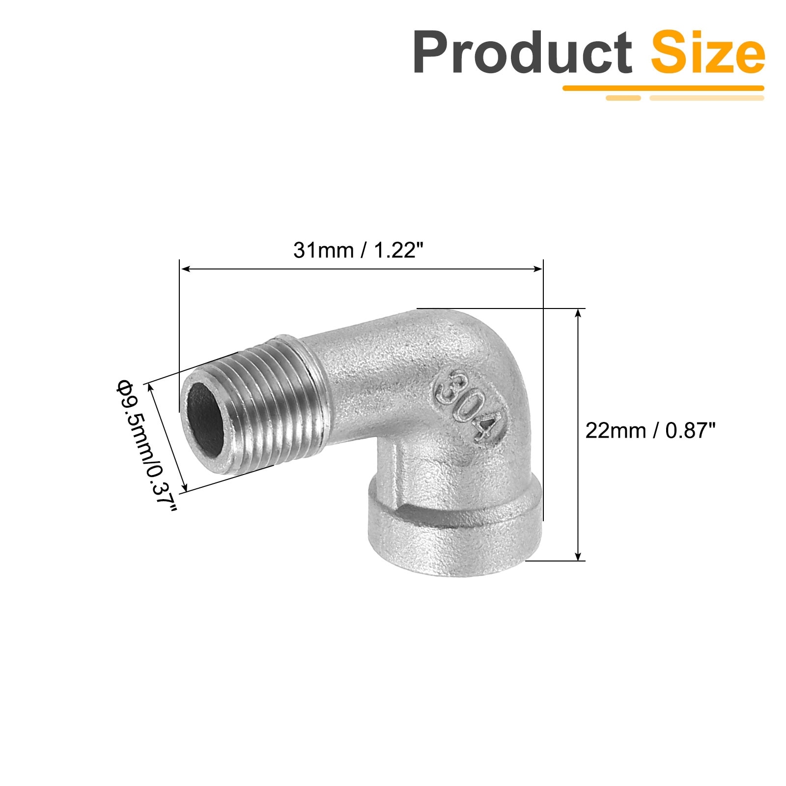 90 Degree Elbow Stainless Steel Water Pipe Fittings Air Hose Tube Cast - Silver