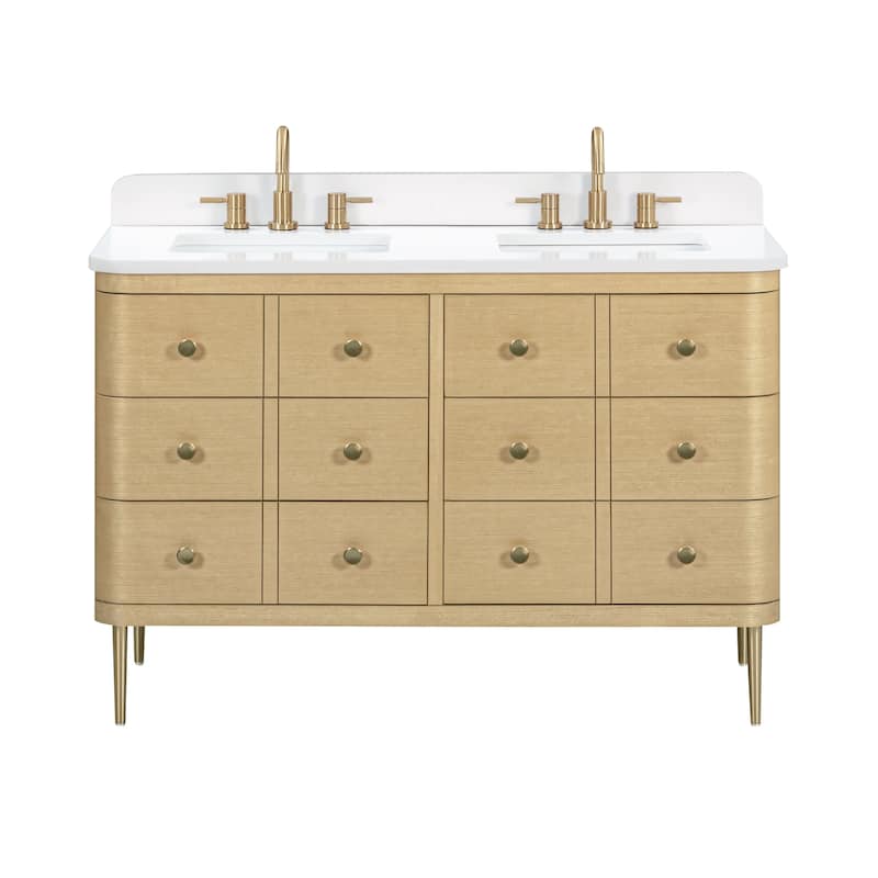 Serena Bathroom Vanity in Light Oak with White Engineered Stone Top