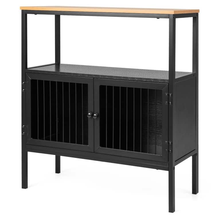 Kitchen Buffet Cabinet with 2 Doors and Open Shelf-Black - 31.5'' x 14'' x 35.5''