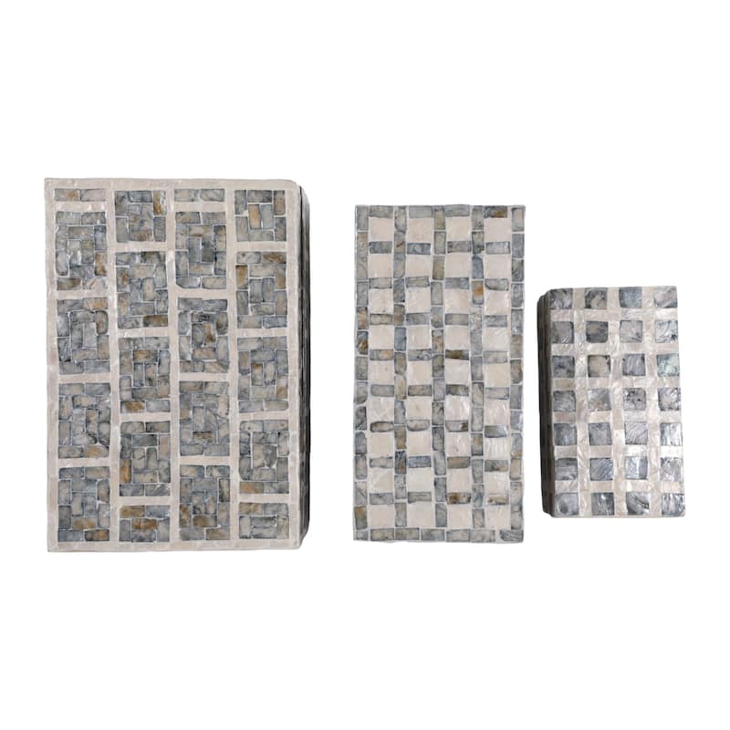 Decorative Storage Box with Geometric Pattern - Set of 3, 12",11",8" - 12.0"
