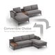 preview thumbnail 18 of 33, Modular U-shaped Linen Reversible Sofa with a Wooden Side Table Box and Reversible Design