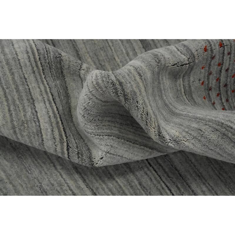 Hand Knotted Oriental 100% Wool Carpet Tribal Animal Pictorial Greys & Charcoal Gabbeh Area Rug - 9' 10'' X 8' 0''