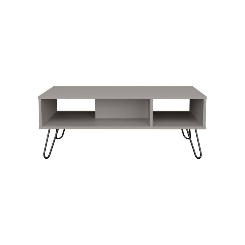 Modern Eco-Friendly Coffee Table 15.7" H, with 4 Legs and 2 Shelves, White