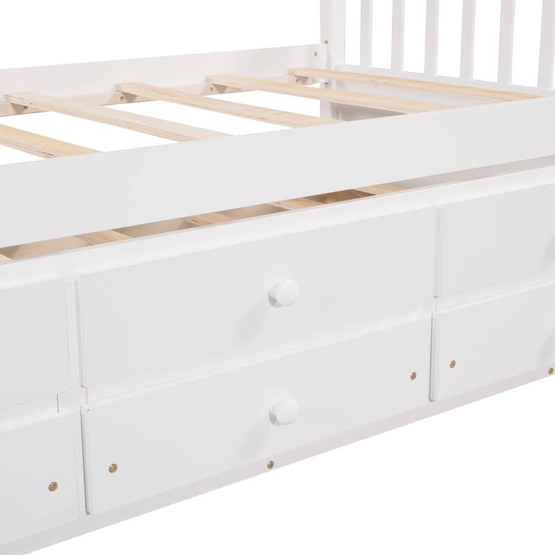 Wooden Daybed with Trundle, Drawers & Headboard