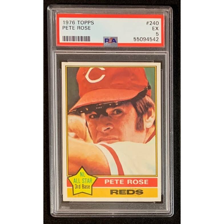 Pete Rose 1976 Topps Baseball Card #240 Graded PSA 5 - 8'6" x 11'6"