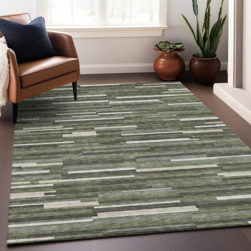 Machine Washable Indoor/ Outdoor Chantille Modern Stripes Rug
