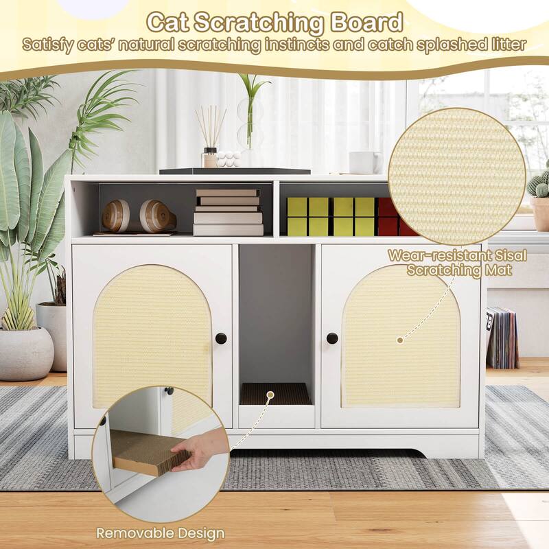 Costway 43" Hidden Cat Washroom Furniture with Storage Double Rooms - See Details