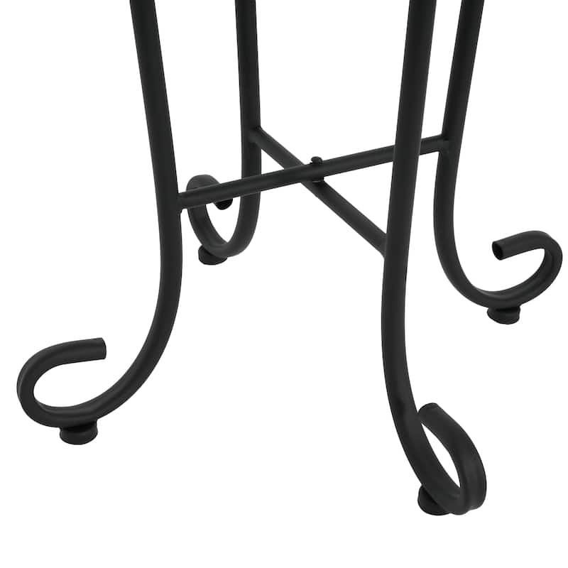 Roomfitters Mosaic Outdoor Patio Side Table with Ceramic Tile Top and Curvy Legs, Colorful