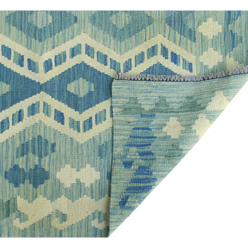 Modern Flatweave Nazy Blue/Ivory Rug - 5'7" x 7'10"