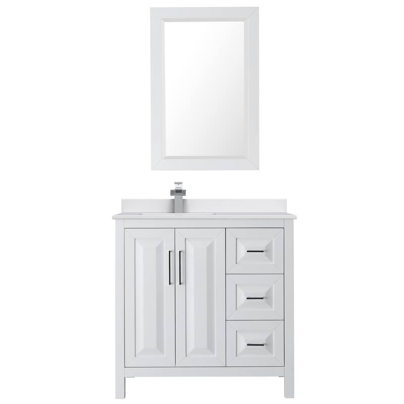 Daria 36-inch Single Vanity, Cultured Marble Top, 24-inch Mirror