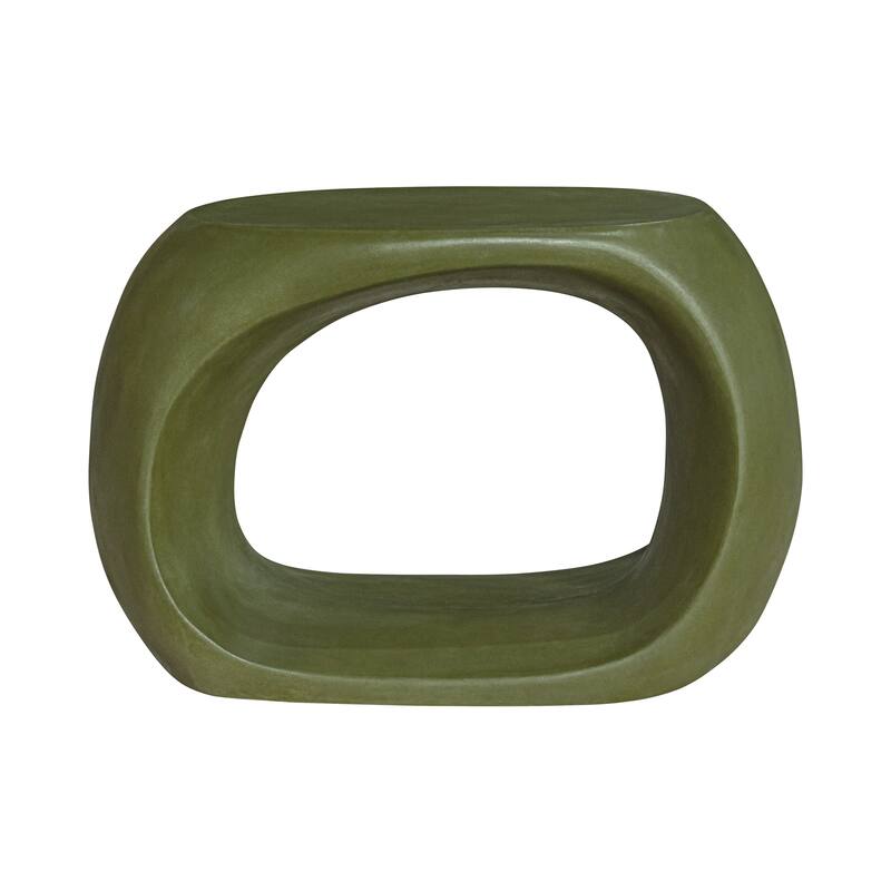 Aurelle Home Roscoe Modern Round Geometric Concrete Stool - Green