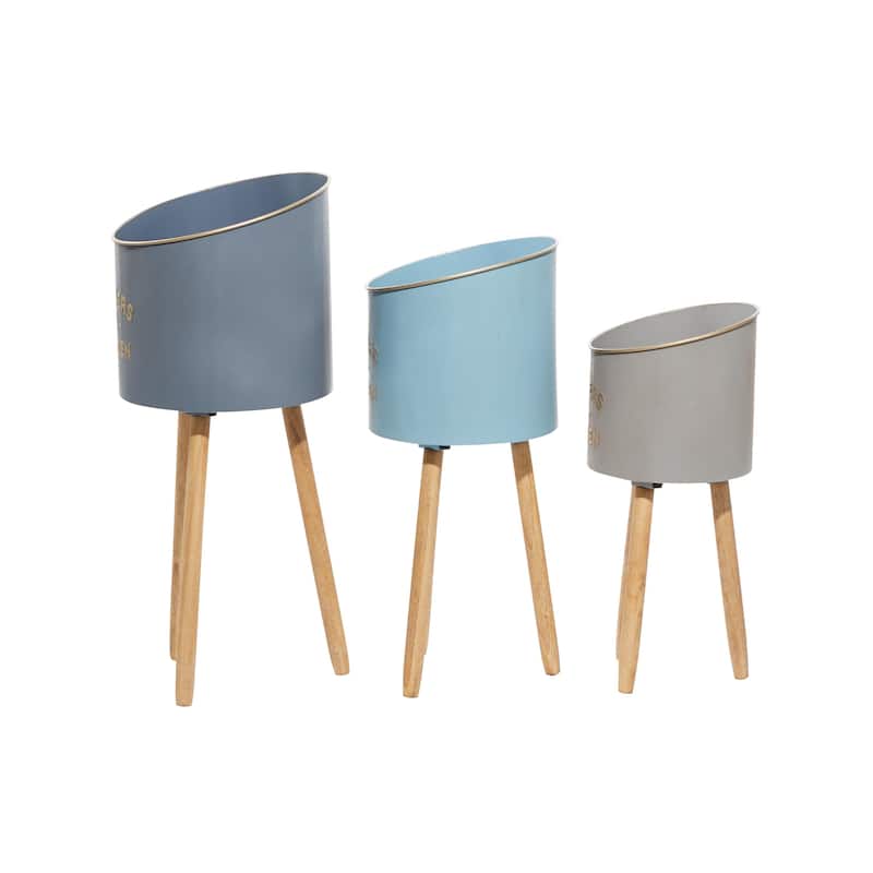 Multi Colored Metal Indoor Outdoor Planter (Set of 3)