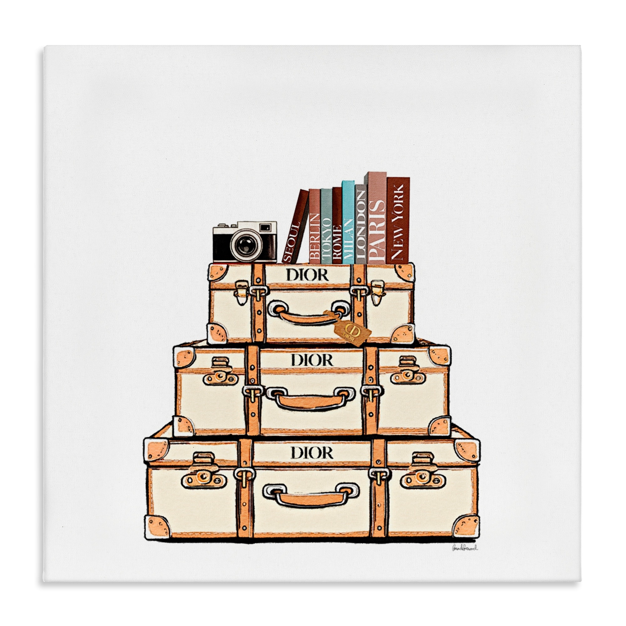 Stupell Cream Luggage Stack Canvas Wall Art Design by Amanda Greenwood