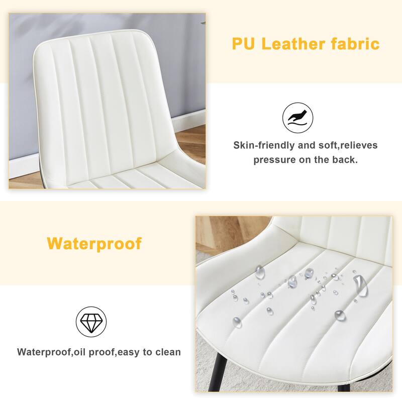 Extended Seat Cushion PU Dining Chair Set - Four Pieces