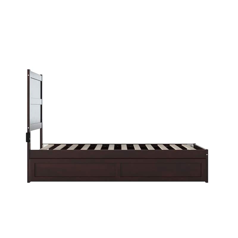 NoHo Twin Platform Bed with Twin Trundle in Espresso