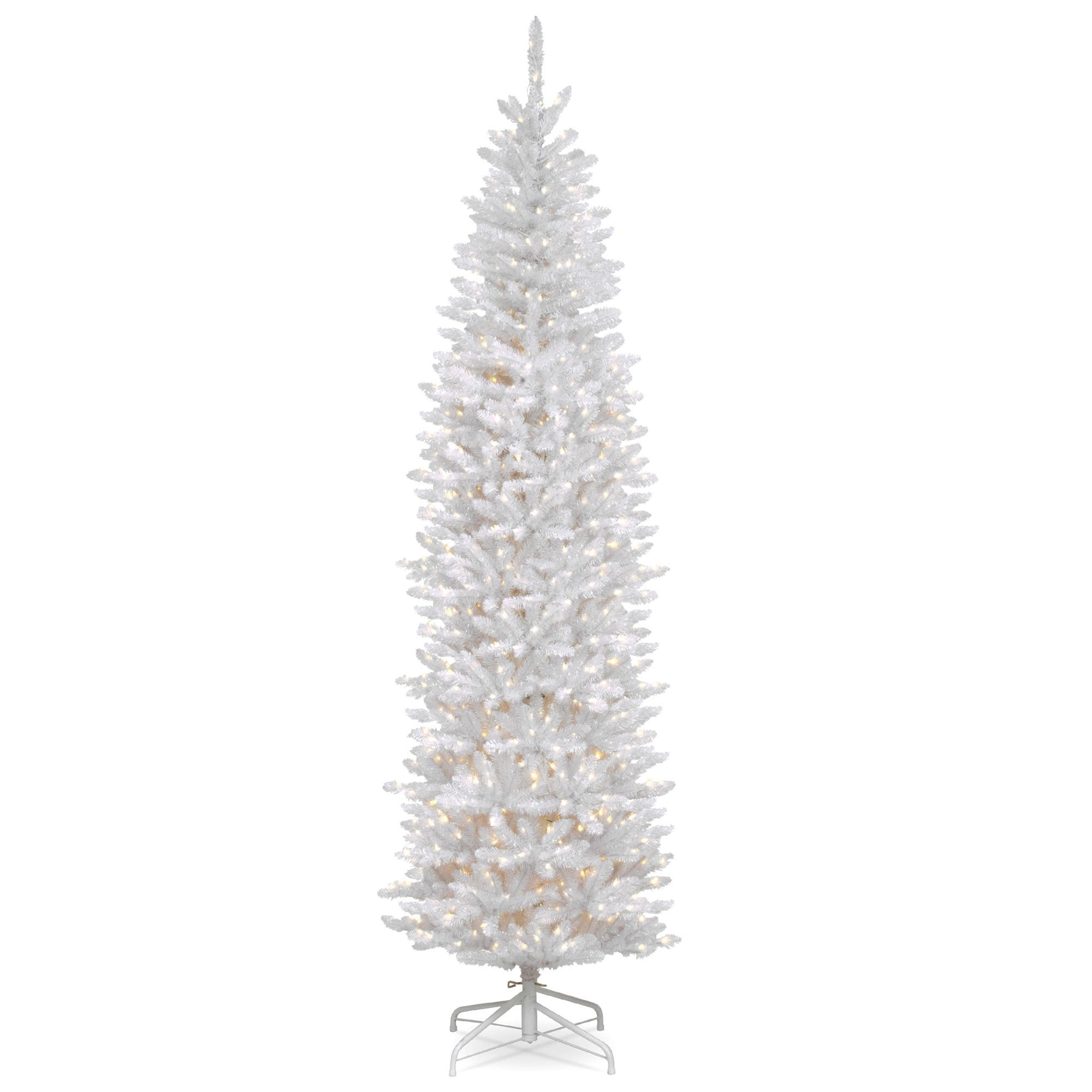 7.5' Kingswood White Fir Pencil Artificial Christmas Tree Clear Lights - 7.5 Foot