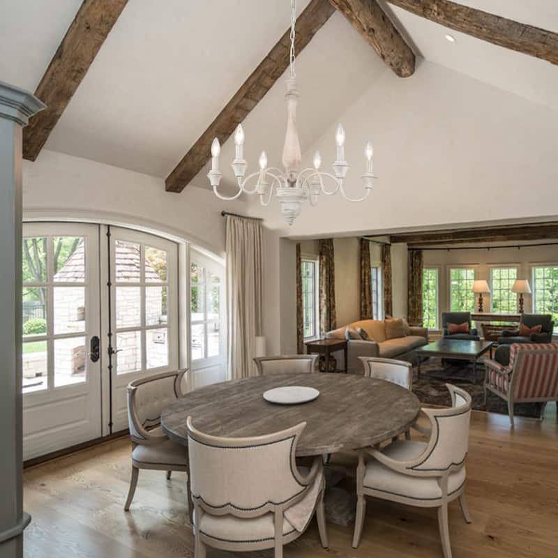 6-Light Farmhouse Branches Chandelier for Bedroom Study Dining Room