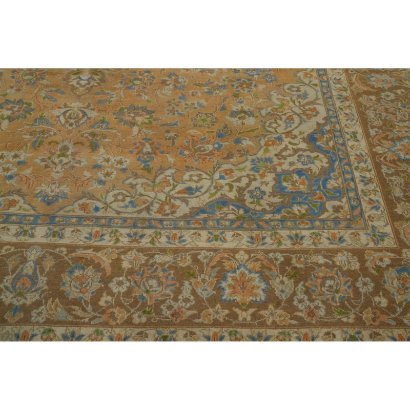 Hand Knotted Oriental 100% Wool Carpet Traditional Floral Oranges & Rust Mashad Area Rug - 12' 9'' X 9' 9''